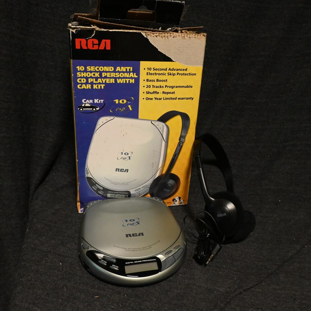 VINTAGE RCA ESPX 10s Skip Protection Portable CD Player & Headphones VTG